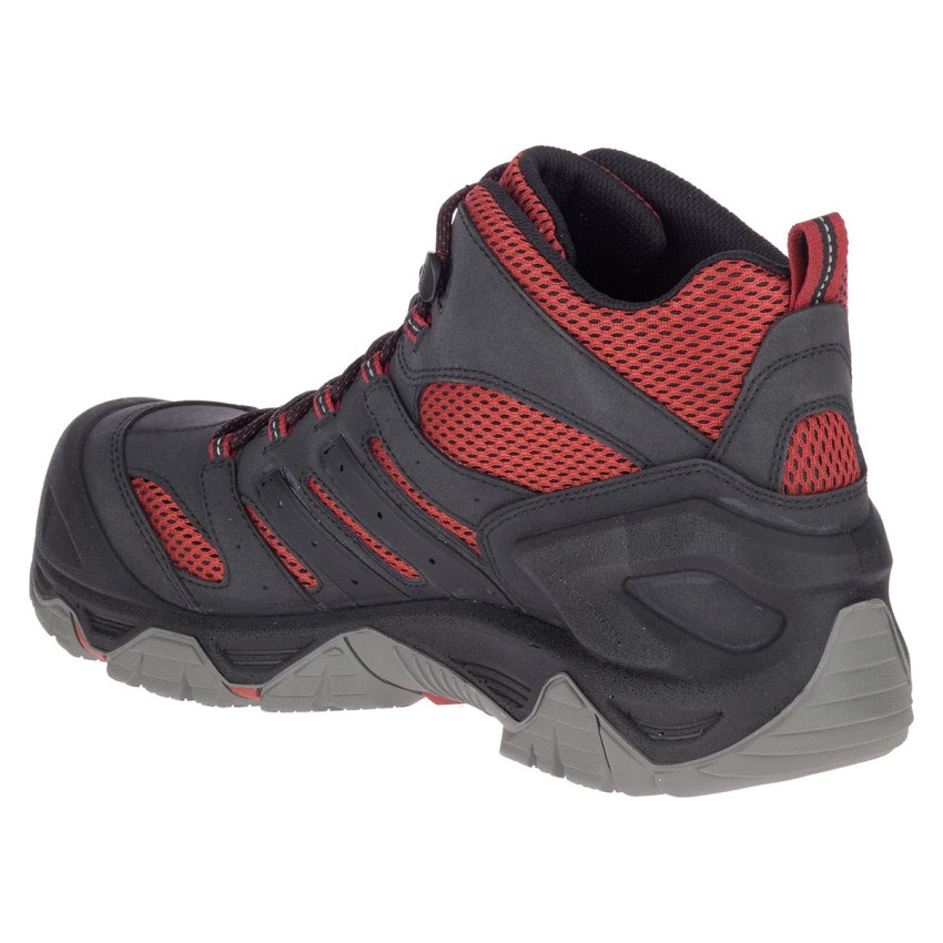 Bottes de Securite Merrell Strongfield Mid Waterproof Comp Toe Noir/Rouge Homme | N.J.MIHT